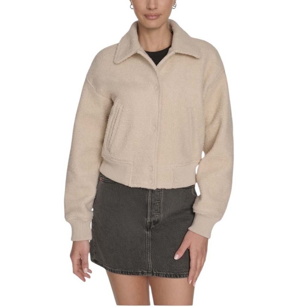 Levi's Women's Sherpa Boucle Bomber Jacket- Cream- Size Medium